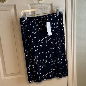 Gilli Black and White Bird Print A-Line Skirt